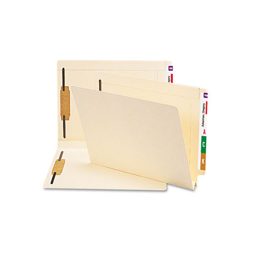 End Tab Fastener Folders With Reinforced Straight Tabs, 11-pt Manila, 2 Fasteners, Letter Size, Manila Exterior, 50/box