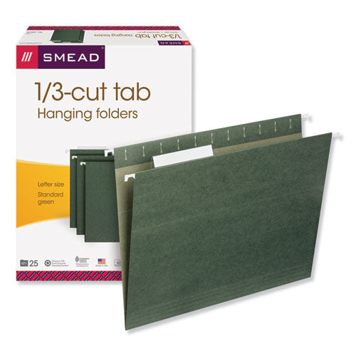 Hanging Folders, Letter Size, 1/3-cut Tabs, Standard Green, 25/box