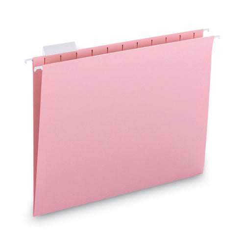Colored Hanging File Folders With 1/5 Cut Tabs, Letter Size, 1/5-cut Tabs, Pink, 25/box
