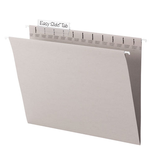 Tuff Hanging Folders With Easy Slide Tab, Letter Size, 1/3-cut Tabs, Steel Gray, 18/box