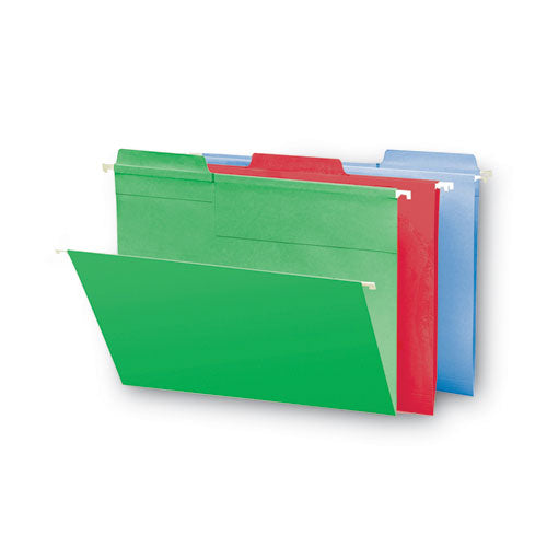 Fastab Hanging Folders, Legal Size, 1/3-cut Tabs, Assorted Colors, 18/box