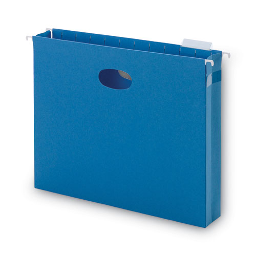 Hanging Pockets With Full-height Gusset, 1 Section, 2" Capacity, Letter Size, 1/5-cut Tabs, Sky Blue, 25/box