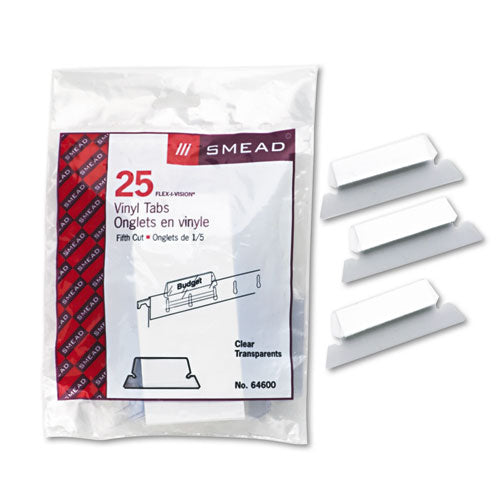 Poly Index Tabs And Inserts For Hanging File Folders, 1/5-cut, White/clear, 2.25" Wide, 25/pack