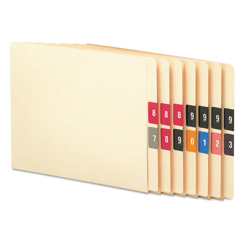 Numerical End Tab File Folder Labels, 0-9, 1 X 1.25, White, 500/roll, 10 Rolls/box