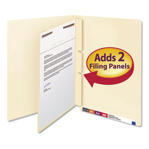 Self-adhesive Folder Dividers With Twin-prong Fasteners For Top/end Tab Folders, 1 Fastener, Letter Size, Manila, 100/box