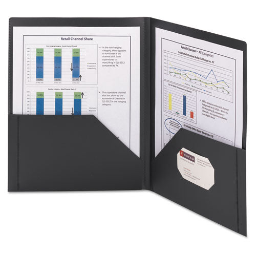 Frame View Poly Two-pocket Folder, 100-sheet Capacity, 11 X 8.5, Clear/black, 5/pack