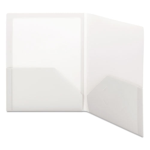 Frame View Poly Two-pocket Folder, 100-sheet Capacity, 11 X 8.5, Clear/oyster, 5/pack