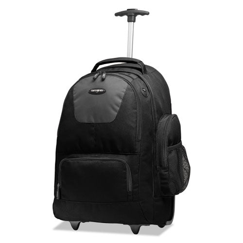 Rolling Backpack, Fits Devices Up To 15.6", Polyester, 14 X 8 X 21, Black/charcoal