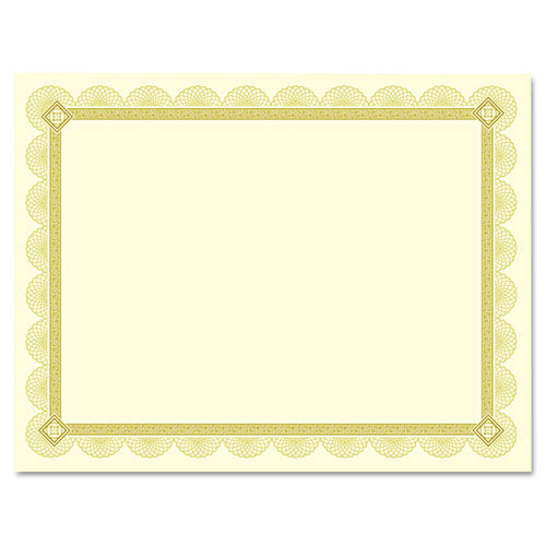 Premium Certificates, 8.5 X 11, Ivory/gold With Fleur Gold Foil Border, 15/pack