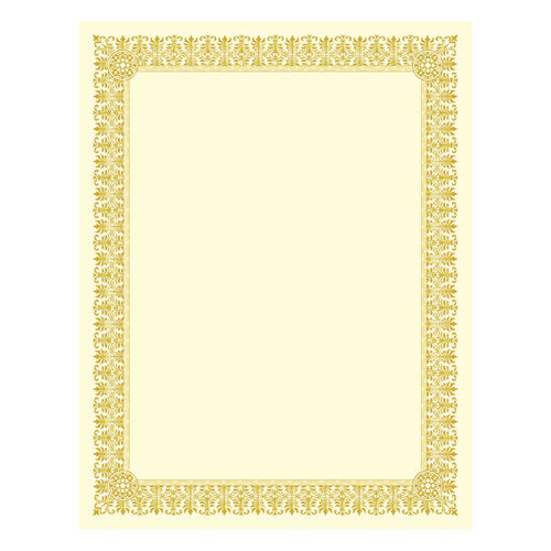 Premium Certificates, 8.5 X 11, Ivory/gold With Fleur Gold Foil Border, 15/pack