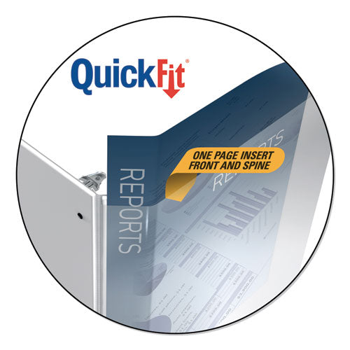 Quickfit Landscape Spreadsheet Round Ring View Binder, 3 Rings, 1.5" Capacity, 11 X 8.5, White