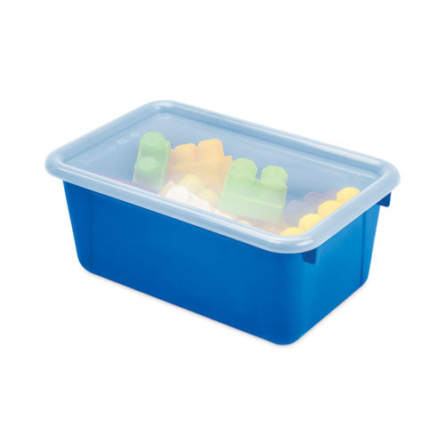 Cubby Bins With Clear Lids, 12.25" X 7.75" X 5.13", Blue, 6/pack