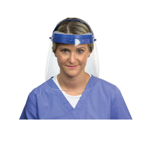 Fully Assembled Full Length Face Shield With Head Gear, 16.5 X 10.25 X 11, Clear/blue, 16/carton