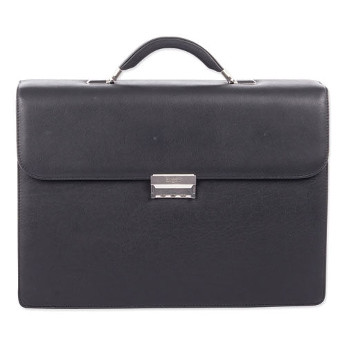 Milestone Briefcase, Fits Devices Up To 15.6", Leather, 5 X 5 X 12, Black