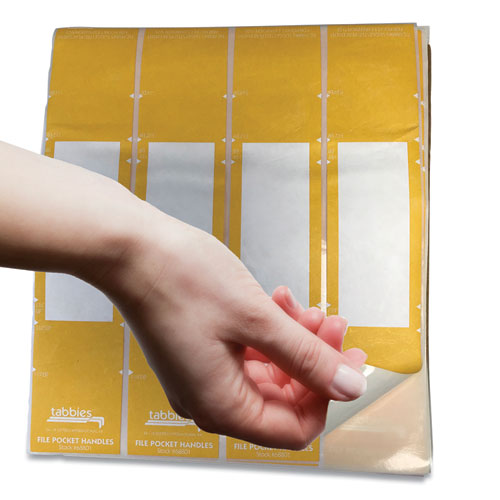 File Pocket Handles, 9.63 X 2, Yellow/white, 4/sheet, 12 Sheets/pack