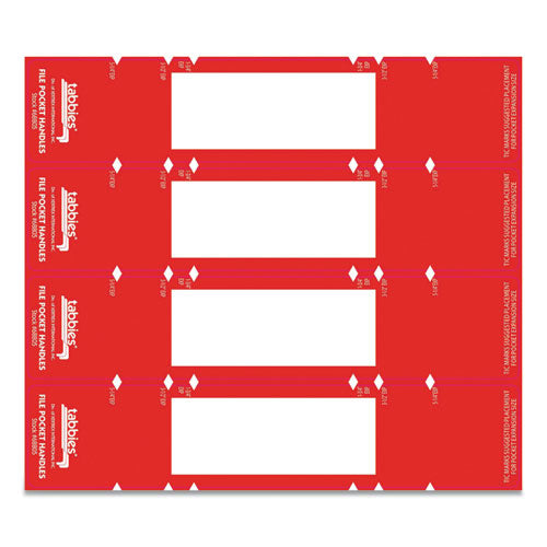 File Pocket Handles, 9.63 X 2, Red/white, 4/sheet, 12 Sheets/pack