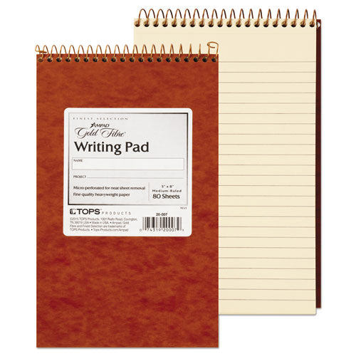 Gold Fibre Retro Wirebound Writing Pads, Wide/legal Rule, Red Cover, 70 Antique Ivory 8.5 X 11.75 Sheets