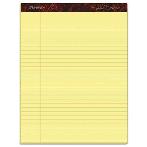 Gold Fibre Quality Writing Pads, Wide/legal Rule, 50 Canary-yellow 8.5 X 11.75 Sheets, Dozen