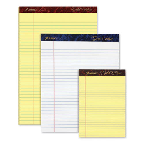 Gold Fibre Quality Writing Pads, Wide/legal Rule, 50 Canary-yellow 8.5 X 14 Sheets, Dozen