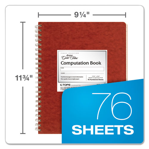 Computation Book, Quadrille Rule (4 Sq/in), Brown Cover, (76) 11.75 X 9.25 Sheets