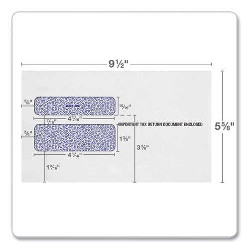 W-2 Laser Double Window Envelope, Commercial Flap, Gummed Closure, 5.63 X 9, White, 24/pack