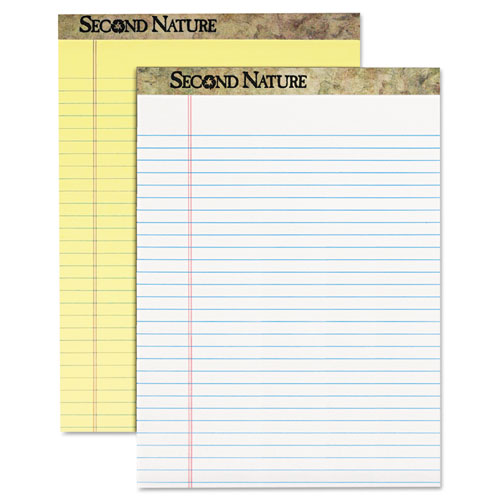Second Nature Recycled Ruled Pads, Narrow Rule, 50 Canary-yellow 5 X 8 Sheets, Dozen