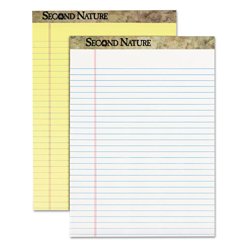Second Nature Recycled Ruled Pads, Narrow Rule, 50 Canary-yellow 5 X 8 Sheets, Dozen