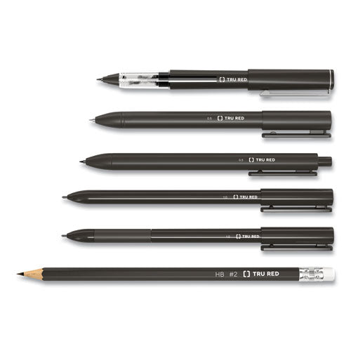 Quick Dry Gel Pen, Retractable, Bold 1 Mm, Black Ink, Black Barrel, 5/pack