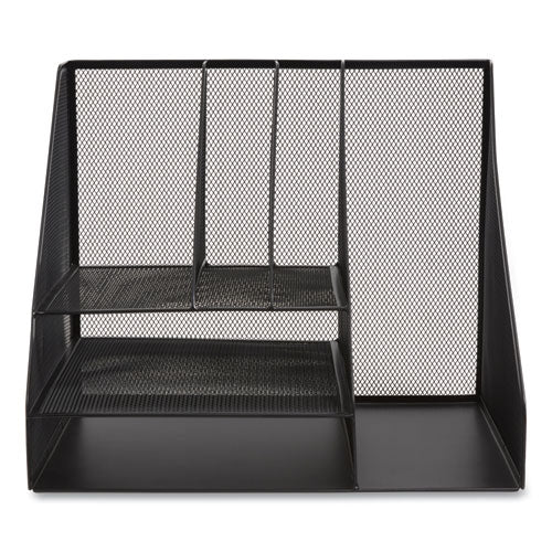 Wire Mesh Combination Organizer, Vertical/horizontal, 8 Sections, Letter-size, 12 X 12 X 13.97, Matte Black