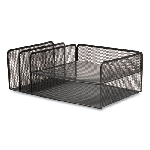 Wire Mesh Combination Organizer, Vertical/horizontal, 4 Sections, Letter-size, 11.2 X 17.4 X 6.54, Matte Black