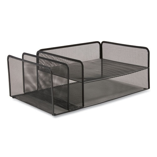 Wire Mesh Combination Organizer, Vertical/horizontal, 4 Sections, Letter-size, 11.2 X 17.4 X 6.54, Matte Black