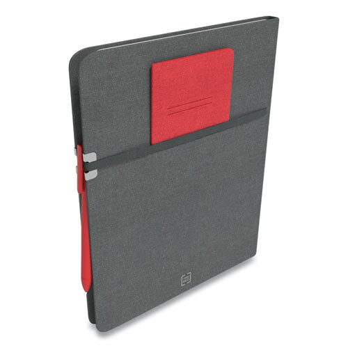 Large Mastery Journal With Pockets, 1-subject, Narrow Rule, Charcoal/red Cover, (192) 10 X 8 Sheets