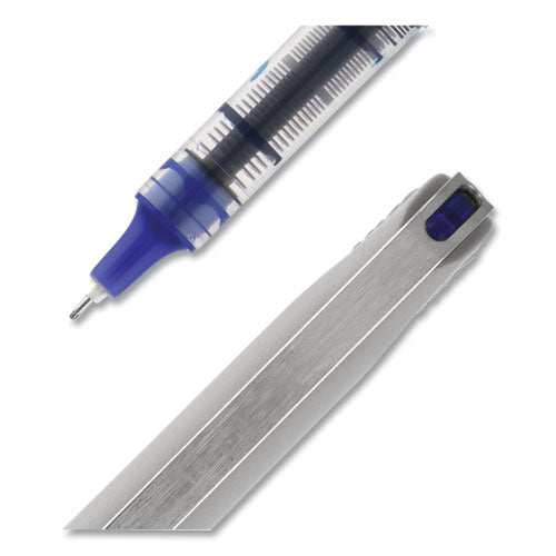 Vision Needle Roller Ball Pen, Stick, Fine 0.7 Mm, Blue Ink, Silver Barrel, Dozen