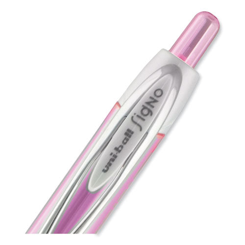 Signo 207 Gel Pen, Retractable, Medium 0.7 Mm, Black Ink, Pink Barrel, 2/pack