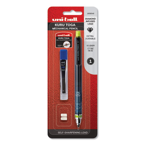 Kurutoga Mechanical Pencil, 0.5 Mm, Hb (#2), Black Lead, Black Barrel