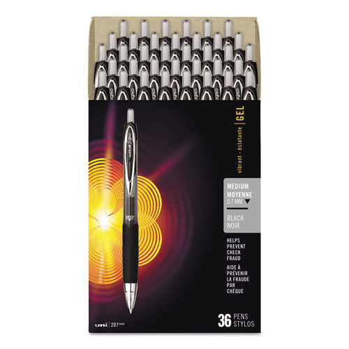 Signo 207 Gel Pen, Retractable, Medium 0.7 Mm, Black Ink, Translucent Black Barrel, 8/pack