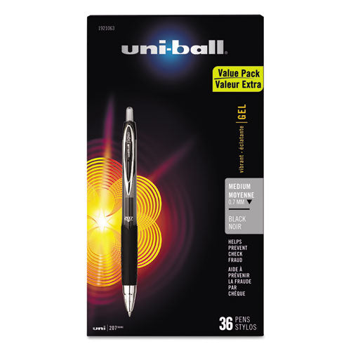 Signo 207 Gel Pen, Retractable, Medium 0.7 Mm, Black Ink, Translucent Black Barrel, 8/pack