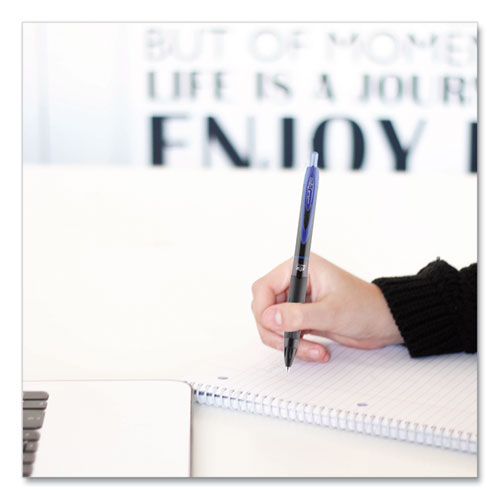 307 Gel Pen, Retractable, Micro 0.5 Mm, Blue Ink, Black Barrel, Dozen