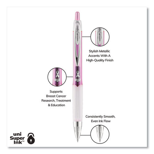 207 Office Pack Gel Pen, Retractable, Medium 0.7 Mm, Black Ink, Pink Barrel, 36/pack