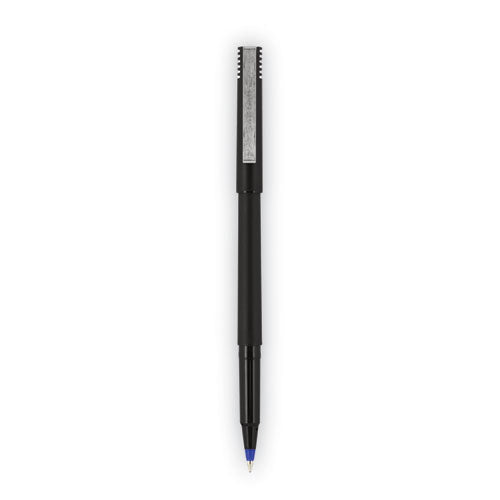 Roller Ball Pen, Stick, Micro 0.5 Mm, Blue Ink, Black Barrel, 72/pack