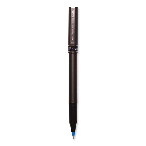 Deluxe Roller Ball Pen, Stick, Micro 0.5 Mm, Blue Ink, Metallic Gray Barrel, Dozen