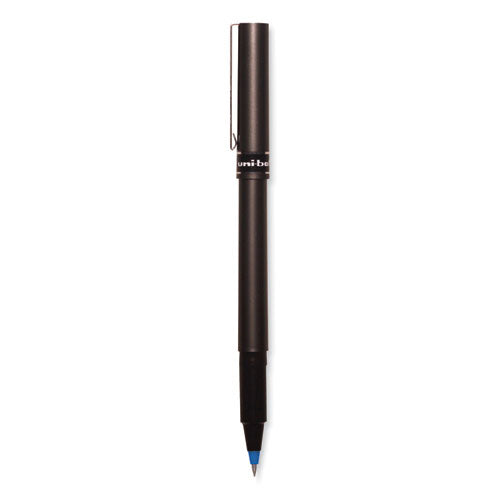 Deluxe Roller Ball Pen, Stick, Micro 0.5 Mm, Blue Ink, Metallic Gray Barrel, Dozen