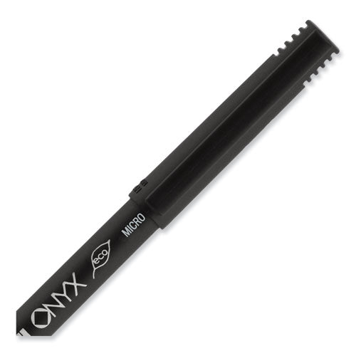 Onyx Roller Ball Pen, Stick, Micro 0.5 Mm, Blue Ink, Black Matte Barrel, Dozen