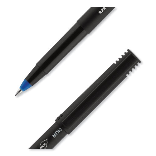 Onyx Roller Ball Pen, Stick, Micro 0.5 Mm, Blue Ink, Black Matte Barrel, Dozen