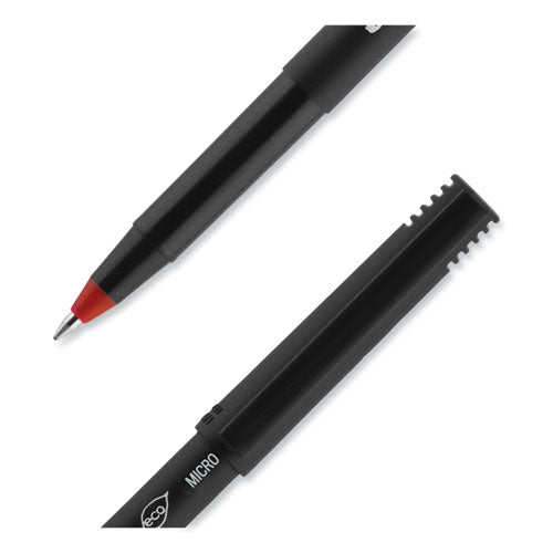 Onyx Roller Ball Pen, Stick, Micro 0.5 Mm, Red Ink, Black Matte Barrel, Dozen