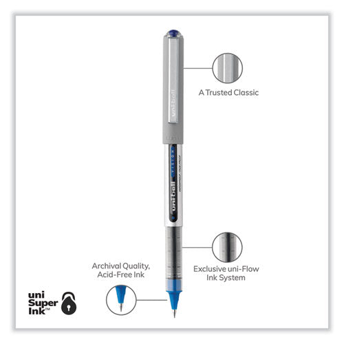 Vision Roller Ball Pen, Stick, Fine 0.7 Mm, Blue Ink, Blue/gray Barrel, Dozen