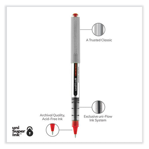 Vision Roller Ball Pen, Stick, Fine 0.7 Mm, Red Ink, Gray/red Barrel, Dozen