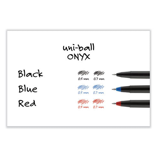 Onyx Roller Ball Pen, Stick, Fine 0.7 Mm, Blue Ink, Black Matte Barrel, Dozen