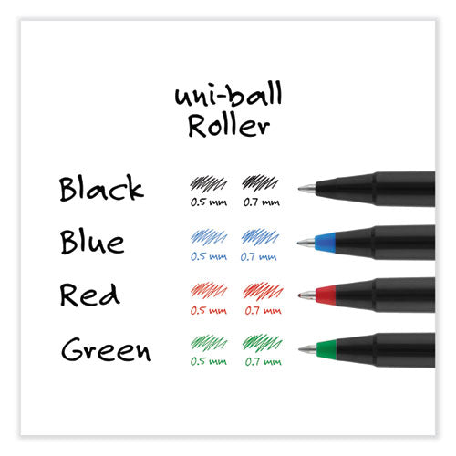 Roller Ball Pen, Stick, Micro 0.5 Mm, Black Ink, Black Matte Barrel, Dozen