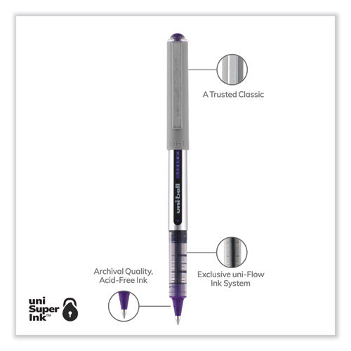 Vision Roller Ball Pen, Stick, Fine 0.7 Mm, Majestic Purple Ink, Gray Barrel, Dozen